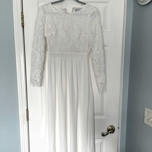 Modest white temple dress